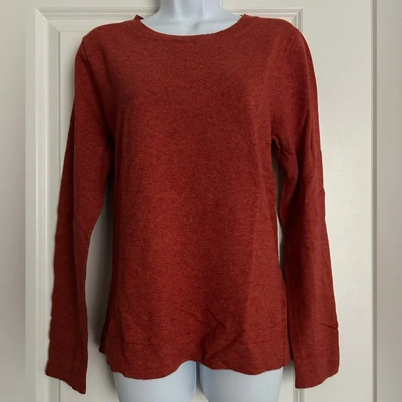 NWT J.Crew Factory Cotton Wool Blend Teddie Burnished Rust Sweater Size Medium - Picture 2 of 6
